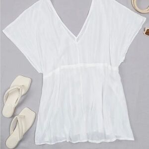 NWT Mattie White Drawstring Waist Cover Up